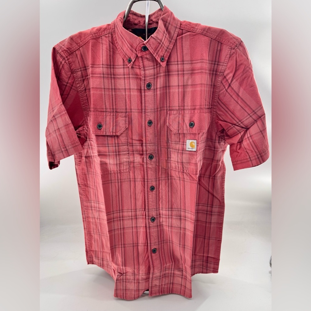 Carhartt Button Down Shirt Size M Loose Midweight NEW Red/Maroon Plaid Work